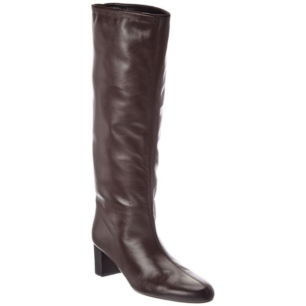 Toteme Leather Tall Boot, Brown